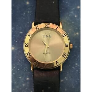Time Gold Tone Black Band Women’s Quartz Watch